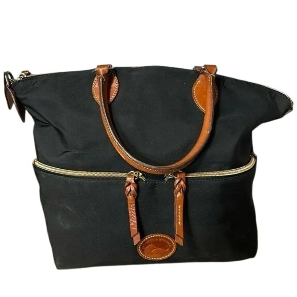 Dooney & Bourke Wayfarer‎ Black Nylon Tote Bag Leather Trim Crossbody Satchel